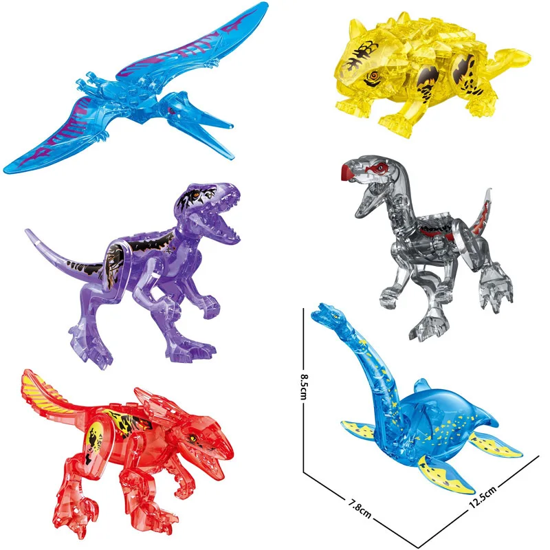 thumbnail image 1 of Dinosaurio Jurásico Set World Park 3 Modelo Bloques de Construcción Blanco T Indominus Rex Dino Breakout 8 piezas Mosasaurus Velociraptor Animal, 1 of 5