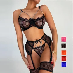 Plus Size Erotic Lingerie Sexy Breves Sets Sensual Underwear Push Up Bra with Bones Lace Transparent Seamless Intimate S-3XL