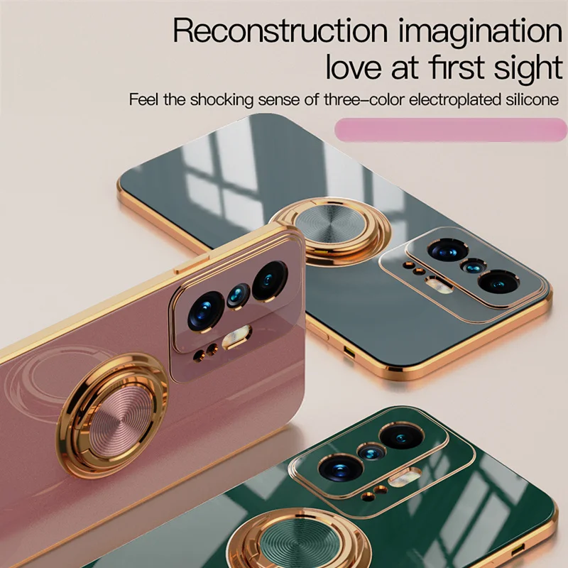 Plating Magnetic Ring Phone Case - Sleek and Protective Back Cover with Enhanced Grip