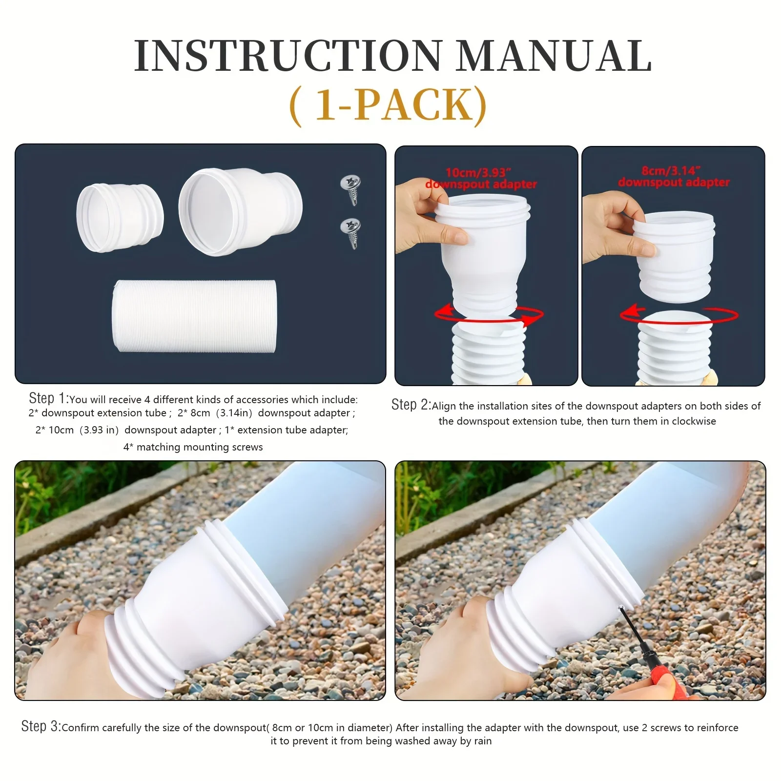Adjustable Rain Gutter Downspout Extensions Down Spout Universal Downspout Extender,Rainwater Drainage System Accessory