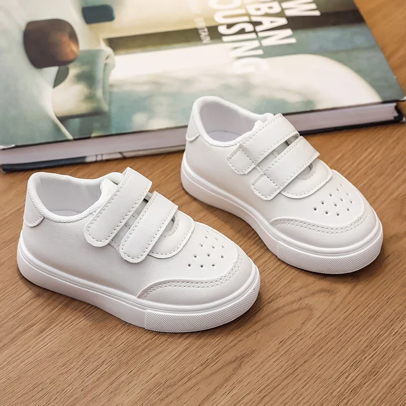 White Kids Classic Sneakers for School Uniform and Sports