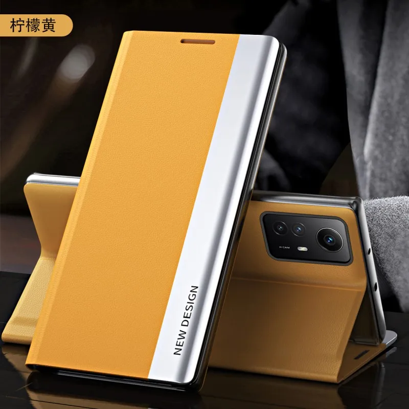 Premium Litchi Leather Shockproof Flip Case with Side Window & Stand Feature