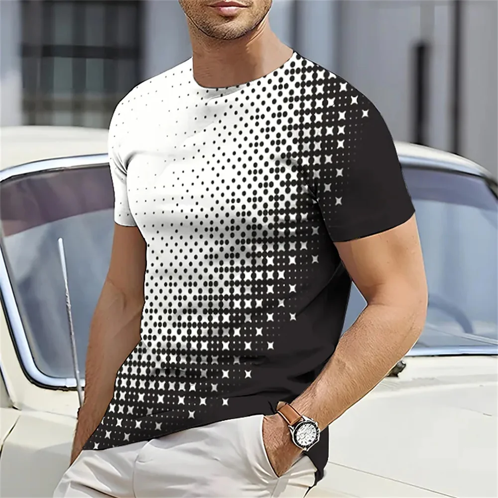 Spotted Men's T-shirt Simple Print T-shirt For Men Trendy Men's Top Loose Oversized Clothing Everyday Casual Short Sleeve Summer