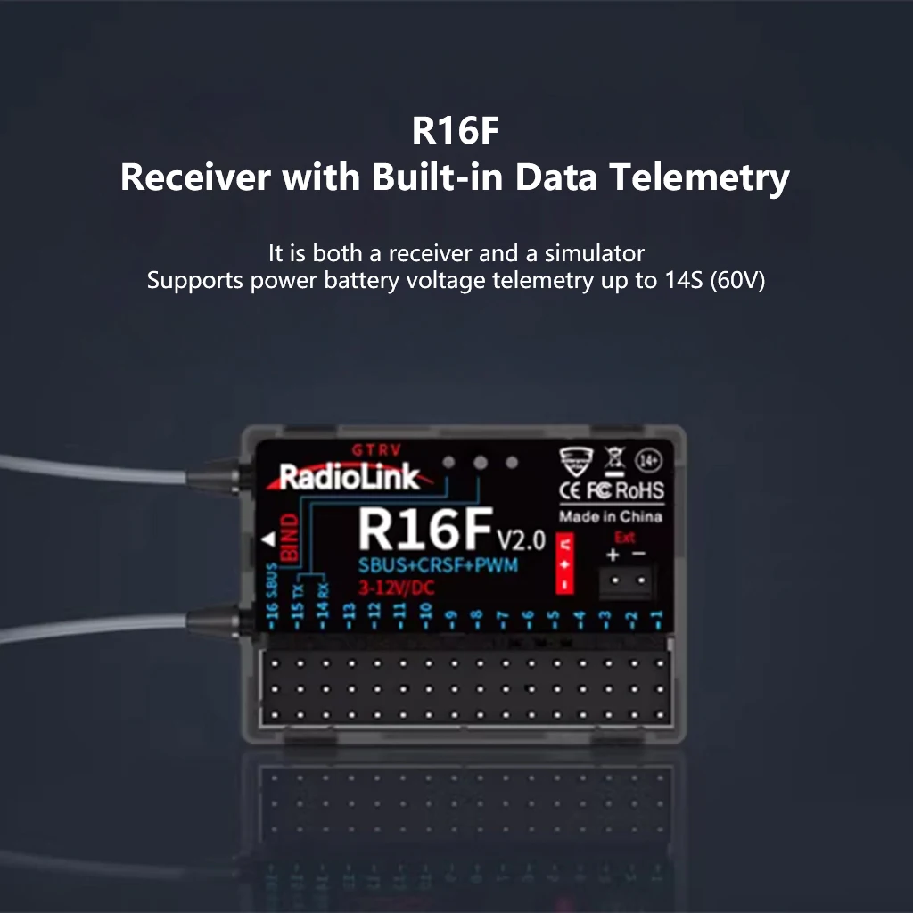 Récepteur RadioLink R12F 12CH R16F 16CH 2.4G PWM SBUS CRSF