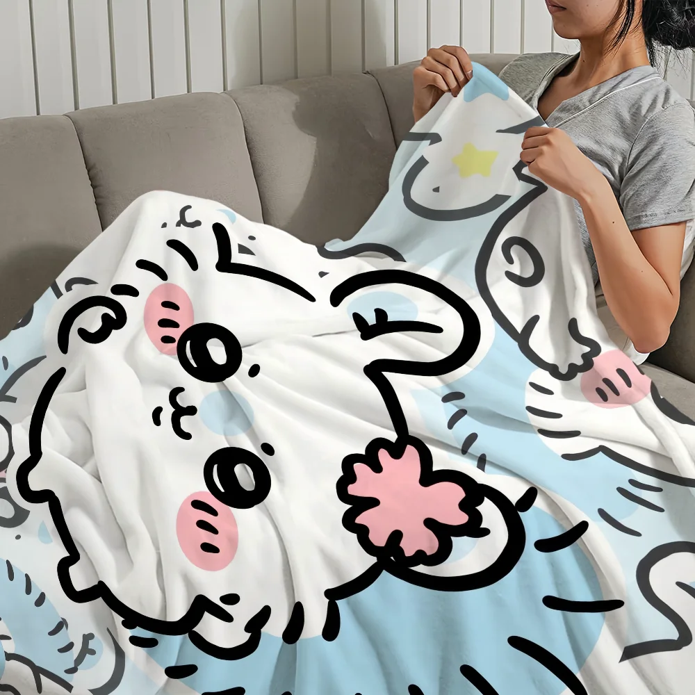 Cute Momonga C-Chiikawa Cartoon Blanket Plush Nap Sofa rug for Living Room Warm Office Bedroom Birthday Home Travel Kid Gifts 6