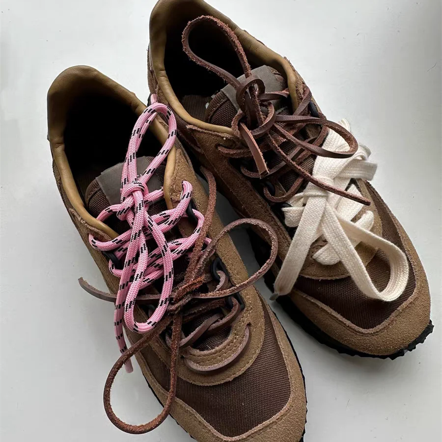 Bunte diagonale Punkte, runde Seil-Schnürsenkel, grobe Webart, Polyester, Schnürsenkel, Damen, Herren, Herbst, Winter, Sport, Freizeit-Sneaker-Schuh – Detail 23