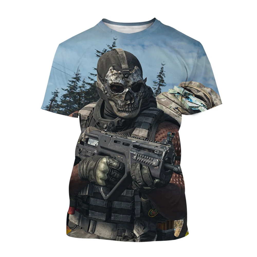 thumbnail image 1 of Juegos de disparos populares, moda de verano, patrones de diseño creativo, impresión 3D, camiseta personalizada estimulante a la moda, 1 of 4