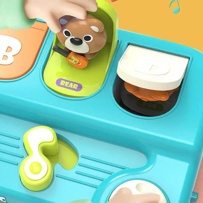 팝 동물 친구 조기 발달 교육 장난감 손잡이가 달린 동물 팝 아웃 박스, 소년 소녀용 다채로운 발달 장난감