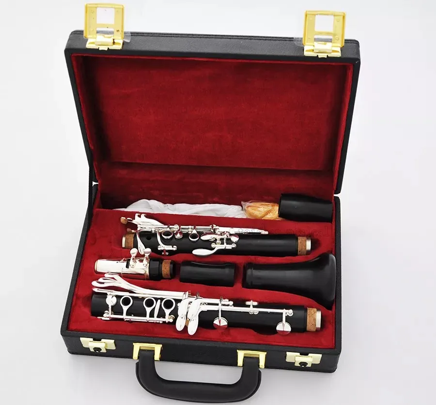 Professional A Clarinet 18 Key Silver Plated Ebony Wooden W/ Hard Case