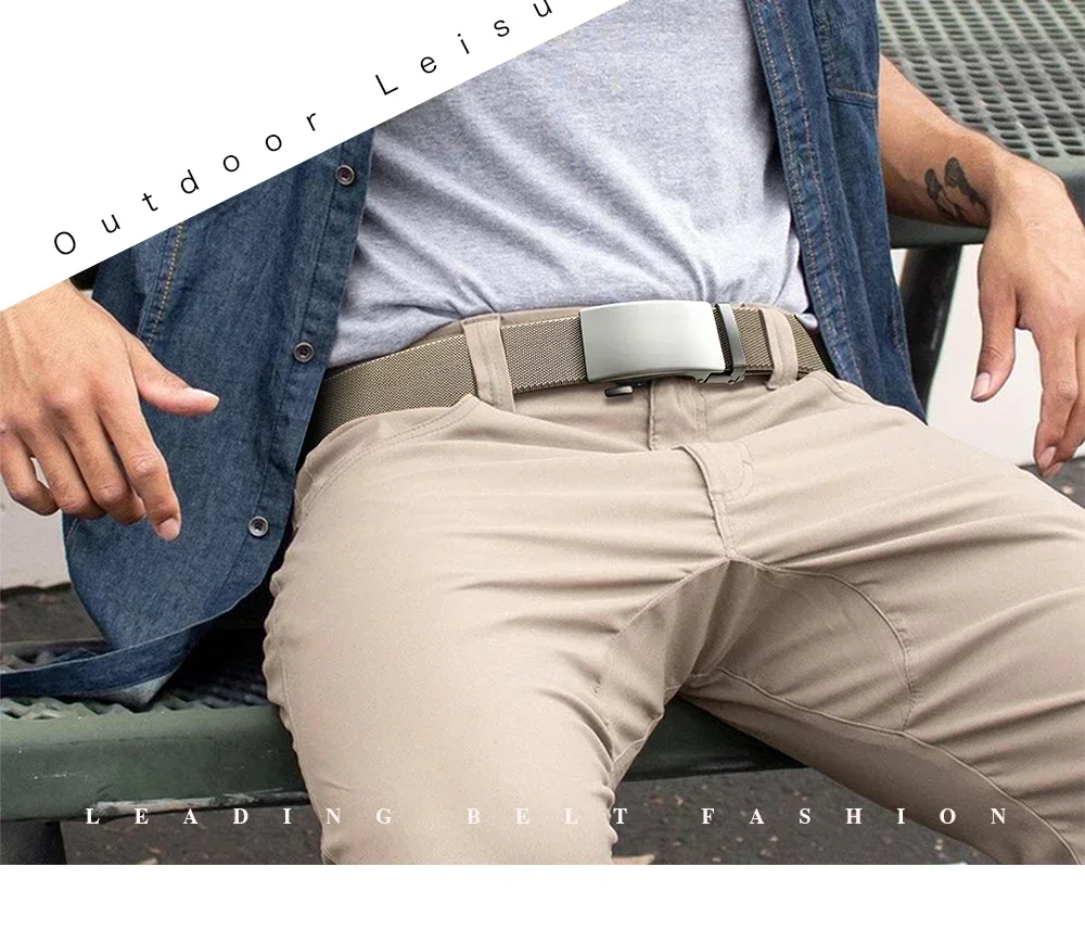 Neue Golf Sport elastischen Gürtel Metall automatische Schnalle harte Stretch Nylon Herren militärischen taktischen Gürtel Bund Ceinture Femme – Detail 3
