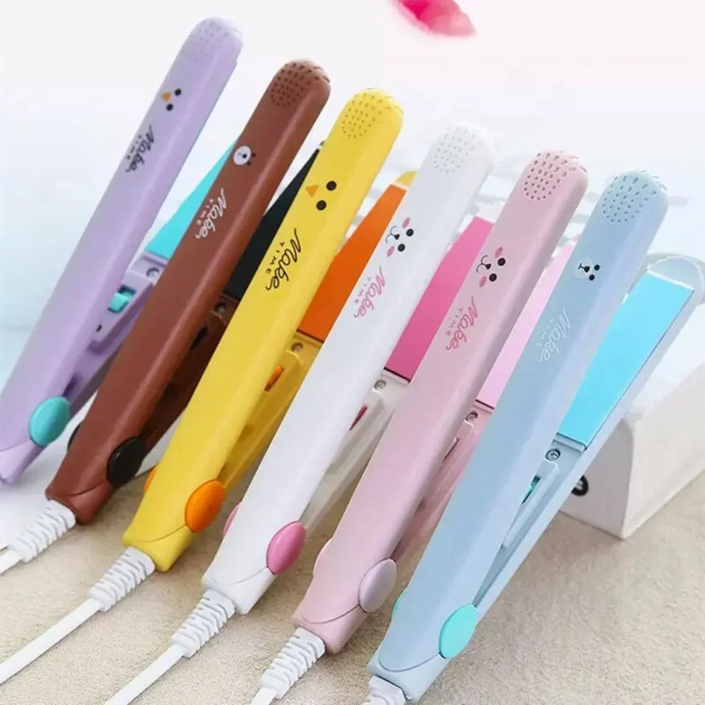 Mini Hair Straightener Curling Iron 2 in 1 Dual-Use Splint Hair Perm Hairdresser Electric Curling Stick Straight Plate Clip