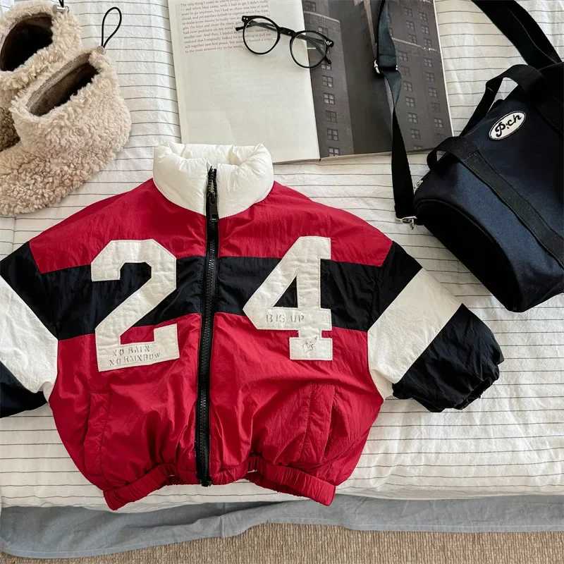 Children Coat Winter Cotton-padded Jacket Digital Embroidery Boy's Baseball Uniform 4633