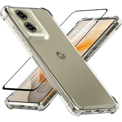 Transparent Anti-slip Shockproof Flexible TPU Case with Tempered Glass Protector for Enhanced Durability and Protection (Clear)