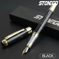 Premium Black Metal Calligraphy Fountain Pen with Extra Fine Nib (Style D black)