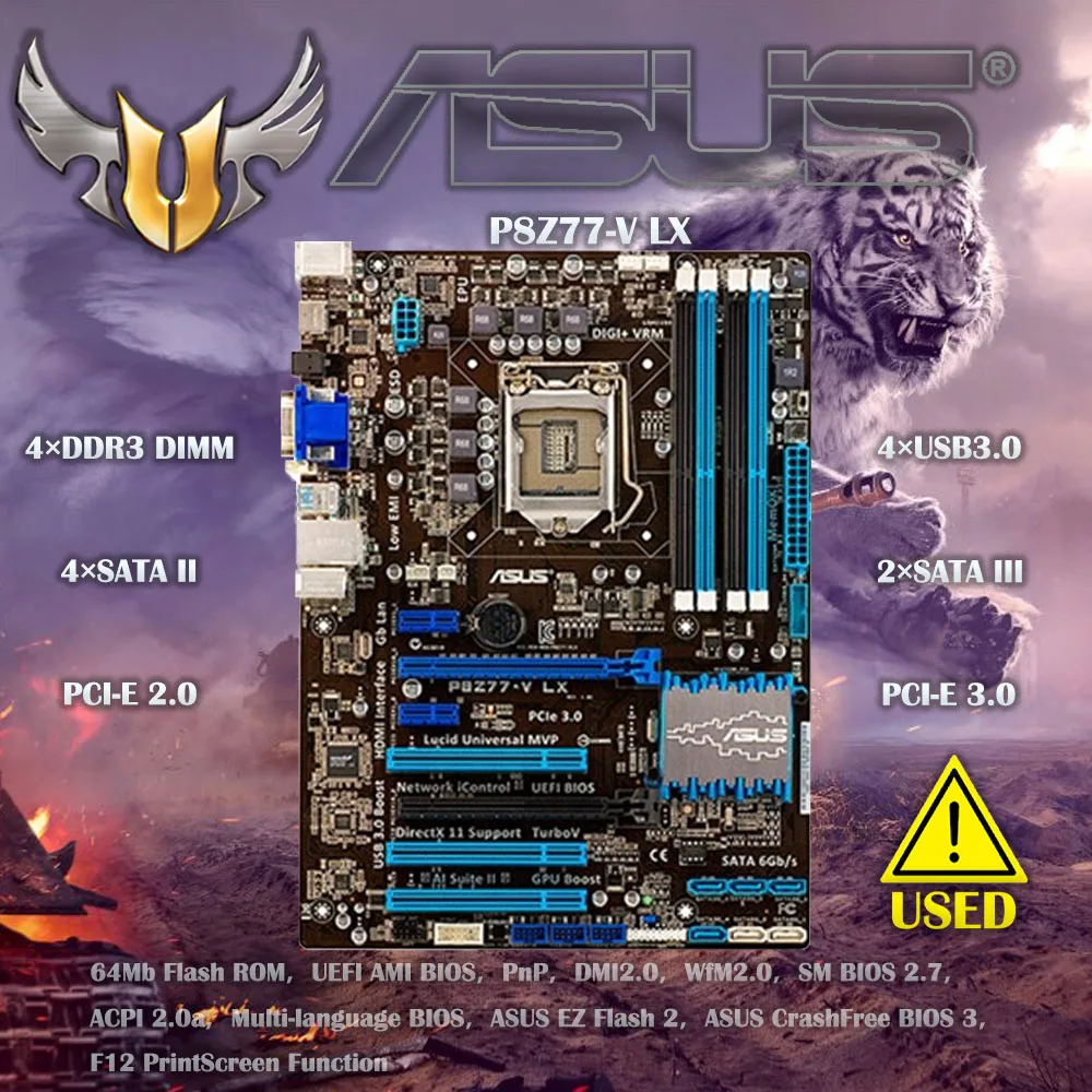 Placa-mãe Asus P8z77-v lx Lga 1155 Ddr3 i3 i5 22 32nm Cpu Usb3.0 32gb Sata3 Vga Hdmi Z77 Desktop Motherboard