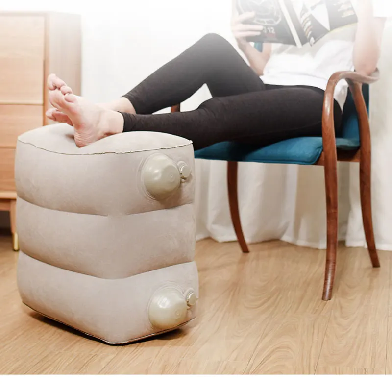 Inflatable Travel Footrest Pad 3 Tier Design Airplane High Speed Rail Sleeping Rest Inflation Deng Height Adjustable Accessory