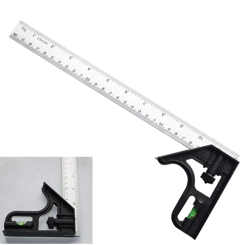 90&deg; Combination Angle Square Metric Angle Finder & Protractor Ruler Level Tool Measuring Tool Electronic Gauge Stainless
