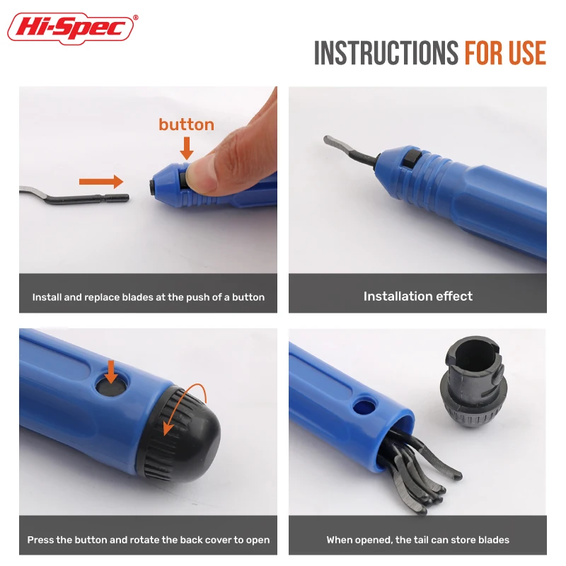 Hi-Spec Burr Edge Cutter Deburring Tool with Cutter Handle Burr Trimming Knife For Copper Aluminum Steel Plastic Wood Hand Tool