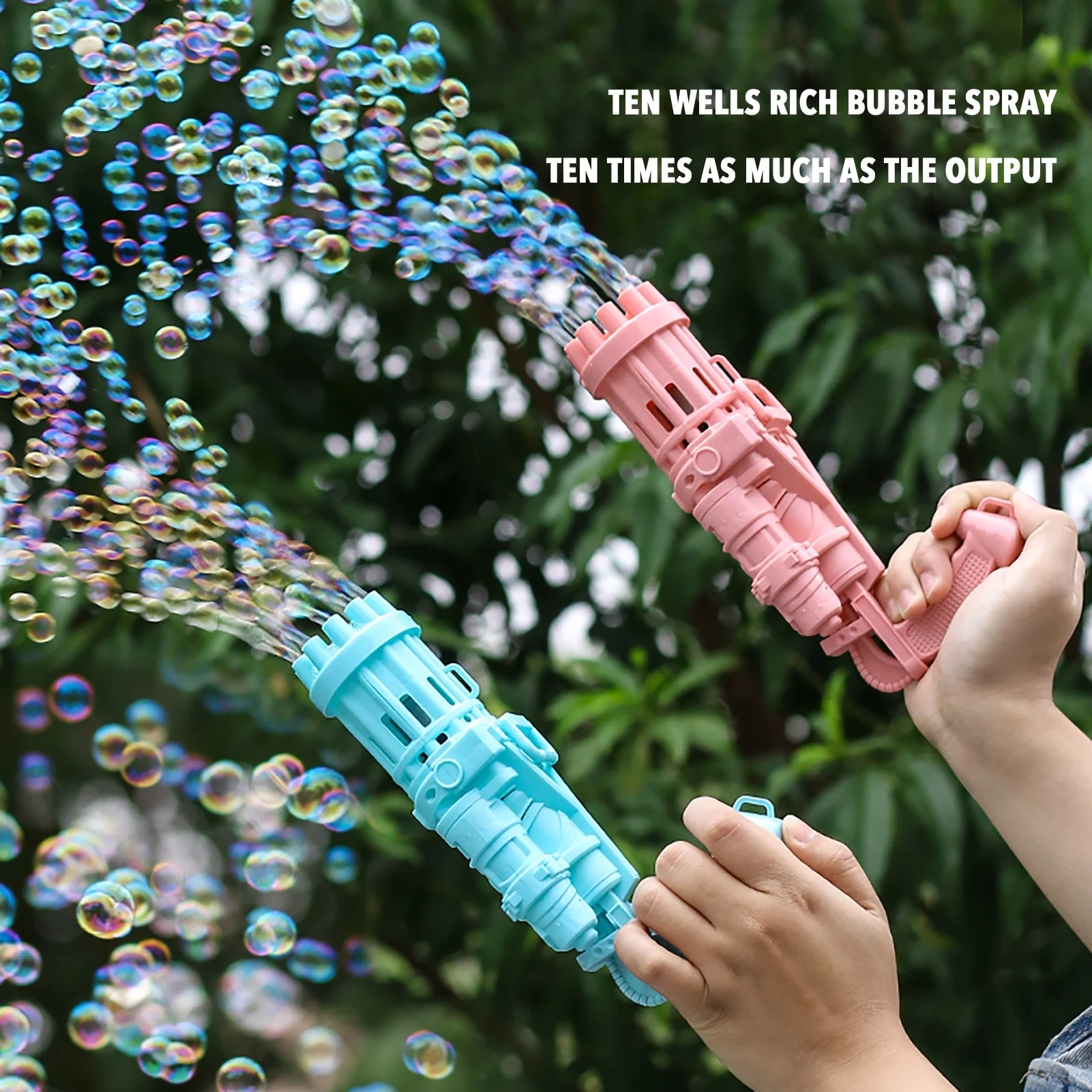 Dropshipping Kids Automatic Gatling Bubble Gun Toys Summer Soap Water