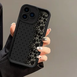 Circular Dots Lace Print Shockproof Phone Case Cover for Poco C31 (Black - SY1225)