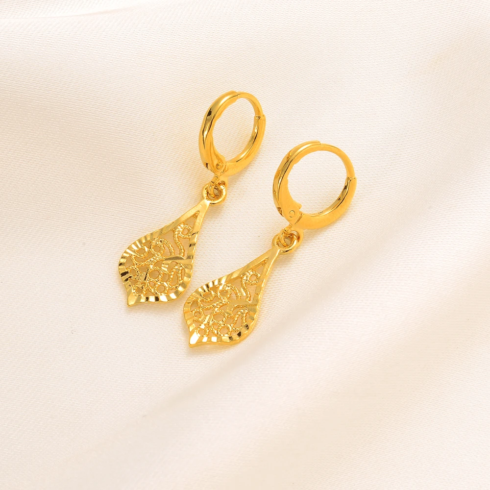 Gold Color Earrings Women's/Girls African Beautiful 24K Gold Color Plated Nicely Cute Small Ethiopian Jewelry Wedding Gift 5