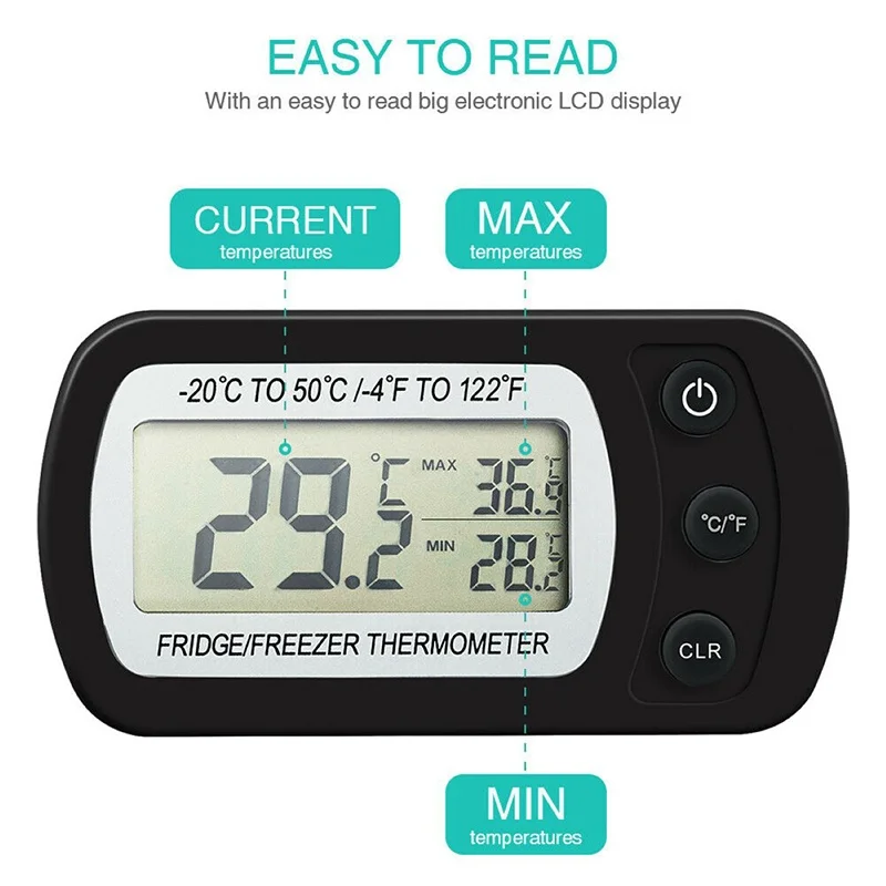 Fridge Thermometer With Hook Anti-Humidity Refrigerator Freezer Electric LCD Display Digital Thermometer Temperature Monitor digital thermometer refrigerator thermometer