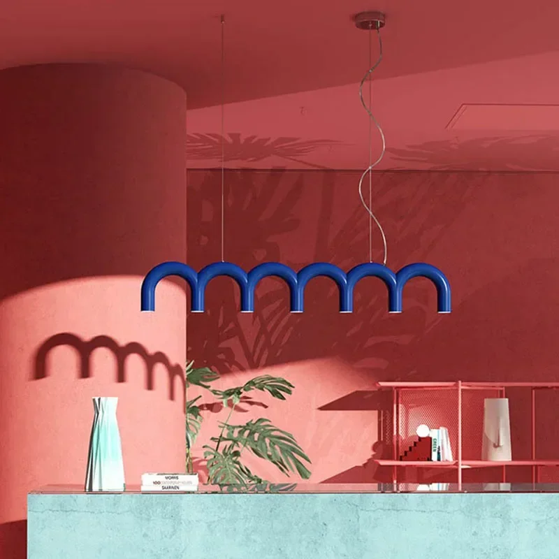 Nordic restaurant arched pendant light LED strip living room light metal Simplicity kitchen hanger room decor lighting fixture art lighting fixtures