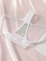 2 pièces dames nouvelle dentelle Sexy noir et blanc brodé fleur imprimé Sexy ensemble string sous-vêtements C2648 6