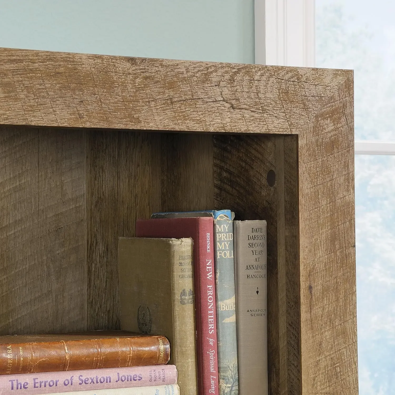 NEW-Dakota Pass 5-Shelf Bookcase Rustic Bookshelf, L: 33.78" x W: 12.52" x H: 71.1, Craftsman Oak