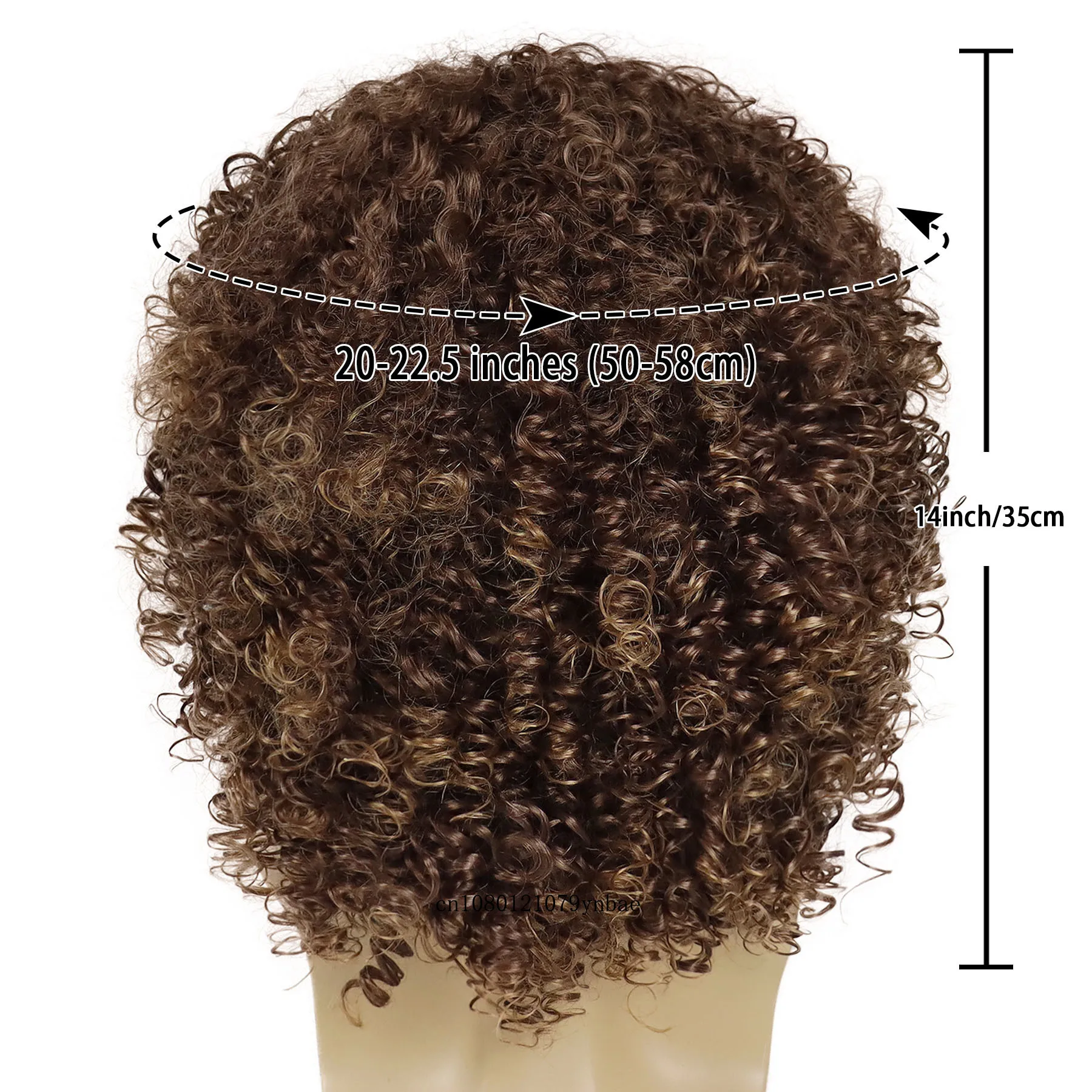 Synthetic wig for men short afro kinky curly with bangs heat resistant natural mix brown cosplay highlight male costume synthetic wig
