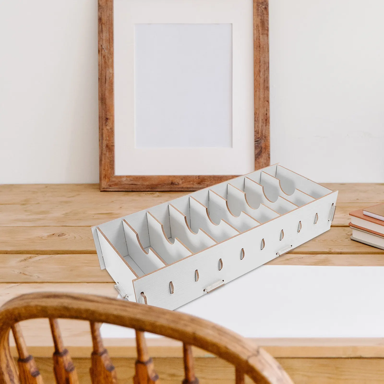 나무 명함꽂이 우아한 화이트 데스크탑 정리함 사무실 접견실 전시회 비즈니스 미팅 대용량