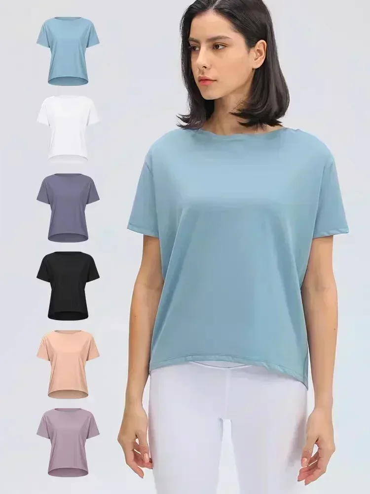 Lemon Women Back in Action Loose Short Sleeve Shirt Yoga Sport  T-shirt Sportswear Casual Breathable Outdoor Jogging Blouse Top