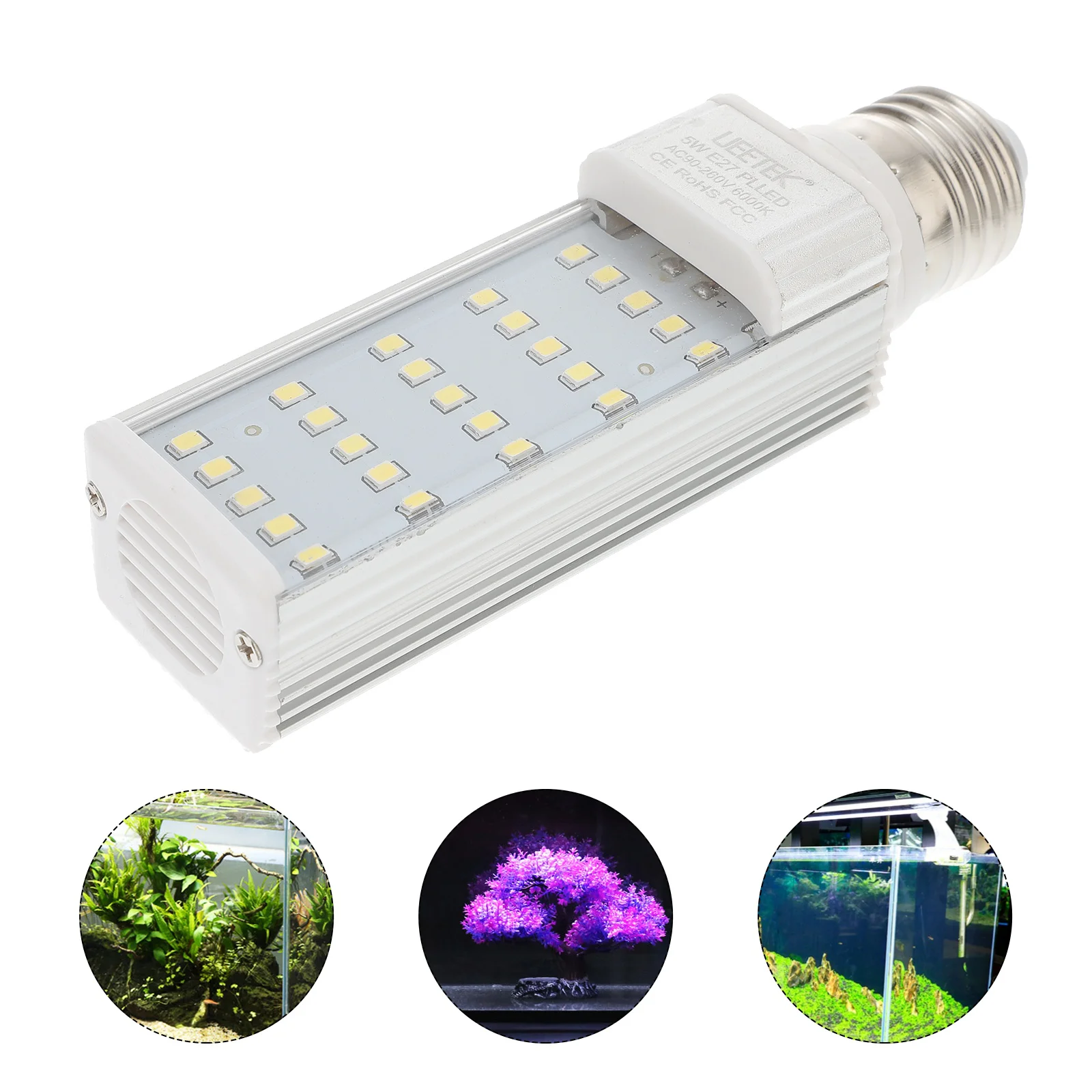 

LED Tank Light, E27 LED Energy Saving Lamp with Transparent Lampshade for All Box Aquariums and ( 5W, White )