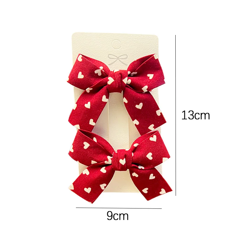 2 Stück Prinzessinnen-Haarspangen mit roter Schleife für Mädchen, Kinder-Kopfschmuck, Haarklammern, Haarspangen – niedliche Haar-Accessoires – Detail 1