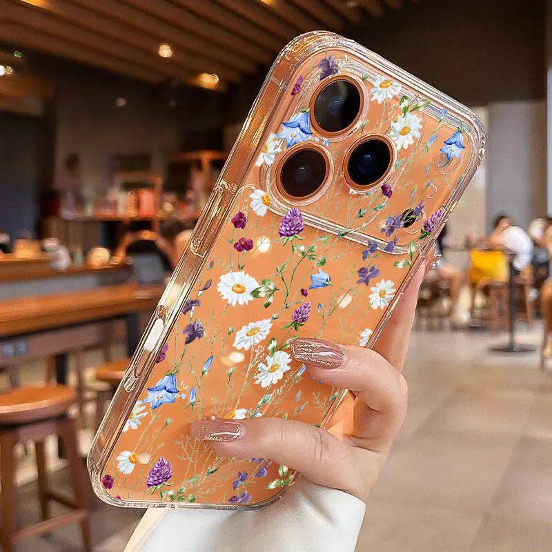 Trendy Leaves Flower Clear TPU Phone Case
