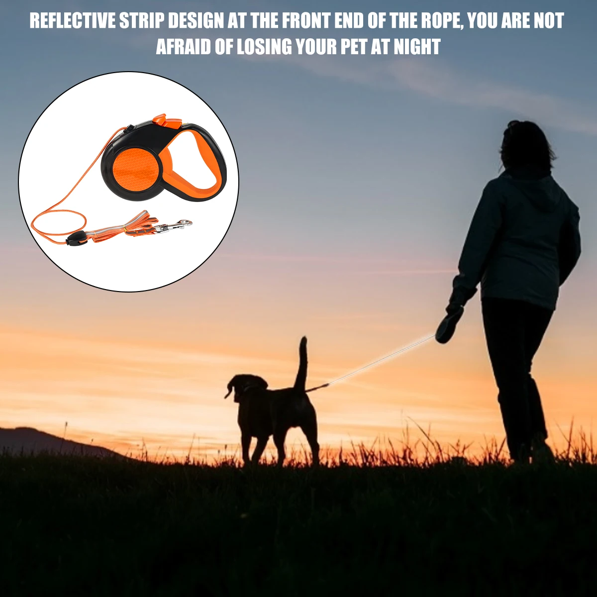 Retractable Dog Leash with Reflective Tape for Outdoor Use