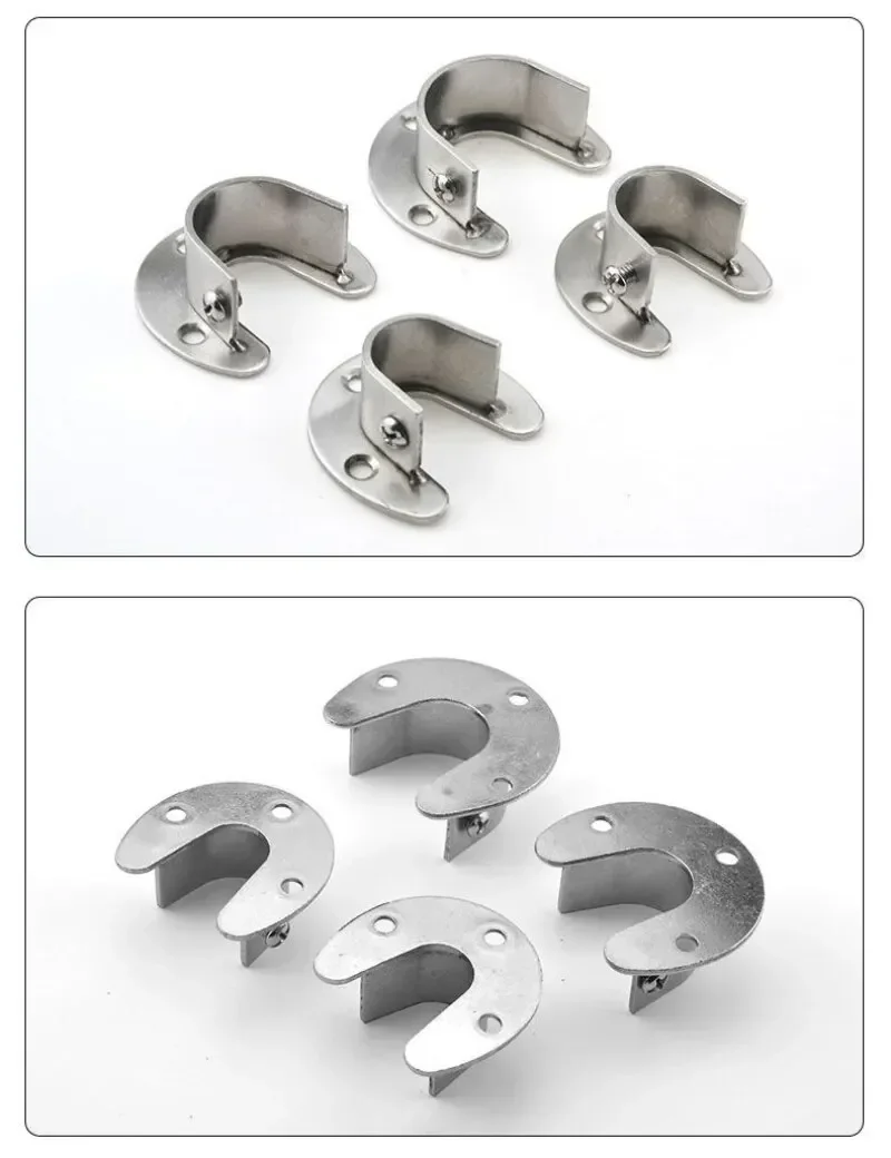 Description Picture 3 of item304 Stainless Steel Flange Seats Hardware Accessories Hook Curtain Rod Pipe Hook Fixed Support Bracket Seats Hook Snap Ring Bolt