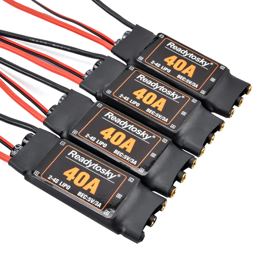 FEICHAO Controlador de velocidad ESC 2-4S sin escobillas 40A con 5V 3A BEC para ala