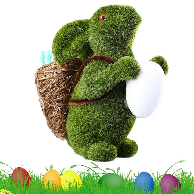 Moss Bunny Hug Egg Green Rabbit Figurine Festeggia Pasqua Festive Turf Animal Ornaments Party Wedding Plant Home Garden Decor