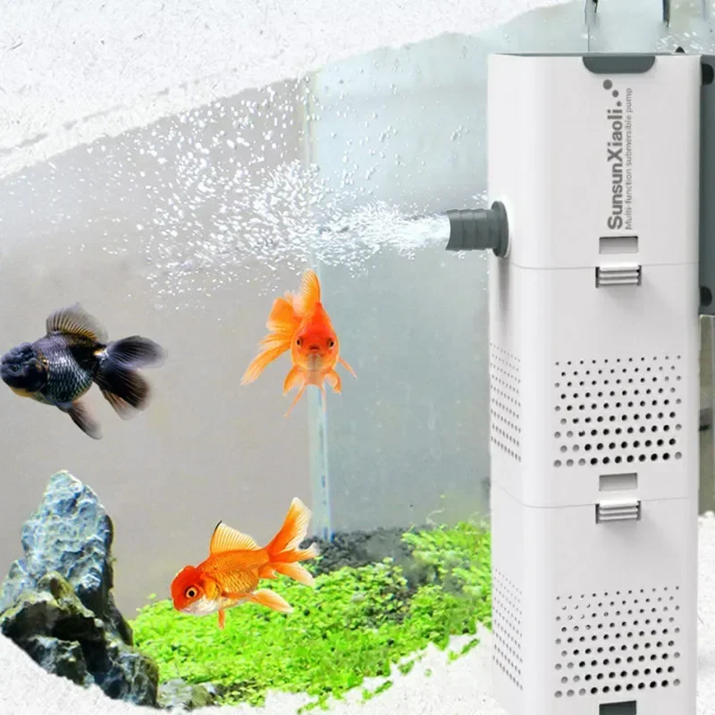 3 In 1 Aquarium Filter Pump Air Pump Wave Fish Tank Submersible Air Oxygen Internal Powerhead