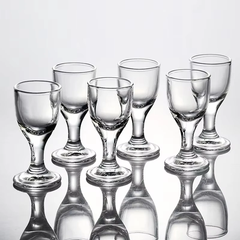 6pcs Mini Wine Cups Set 10/15/25ml Shot Glass Transparent Drinkware Tall Foot Goblet Liquor Spirits Glasses Drinking Cups wine cup wine glass spirits cup drinking glasses