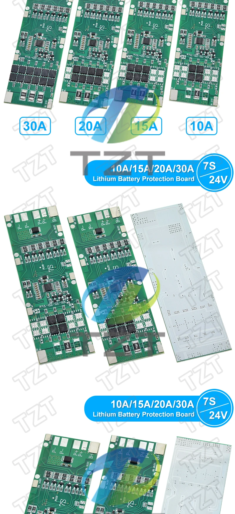 BMS 7S 24V 10A 15A 20A 30A Li-Ion 18650 Batterieladeplatine mit Balance-Funktion Kurzschluss-/Temperaturschutzmodul – Detail 8
