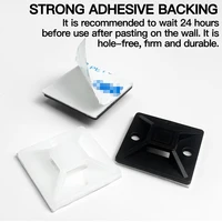 250/500/1000pcs Zip Tie Mounts Durable Clip Clamp Wall Holder Base Adhesive Backed Cable Ties Mount Holder Cable Wire 3