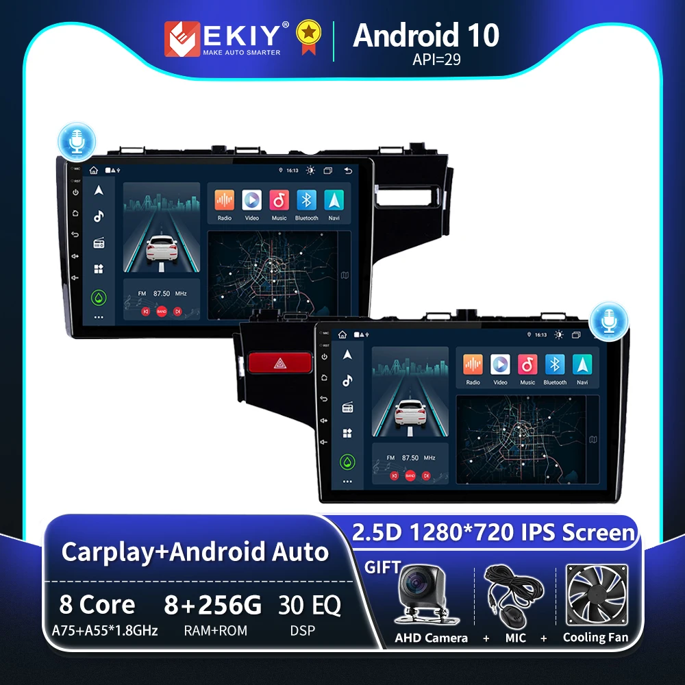 EKIY T8 8G 256G Honda Fit Jazz 2014 2015 2016 2017 2018 2019 2020 자동차 라디오 탐색 GPS 자동..
