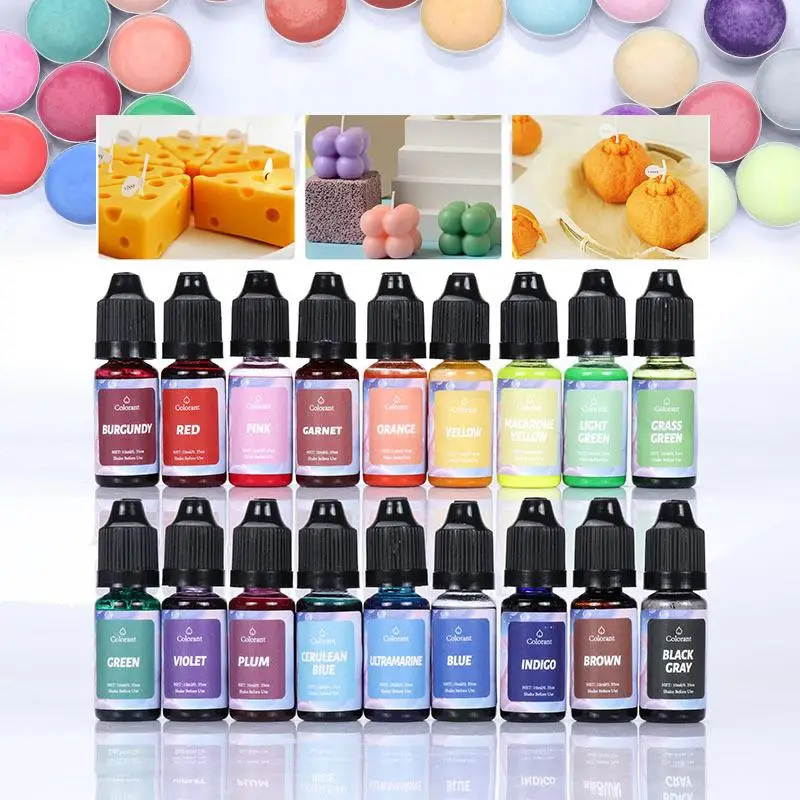 18 Color/Set Resin Pigment Liquid Colorant For DIY Candle Soap Coloring