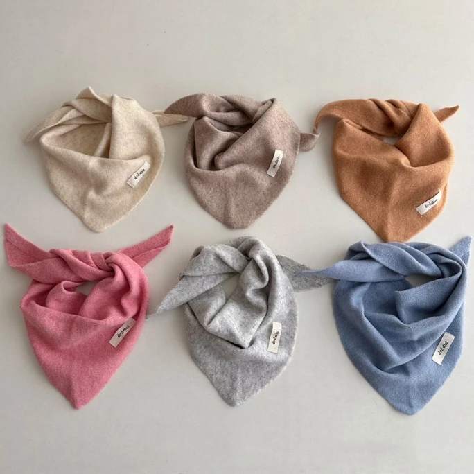Baby Wool Triangle Scarf Autumn Winter Warm Windproof Neckerchief Kids Knitted Towel Solid Boys Girls Children's Cashmere Scarf