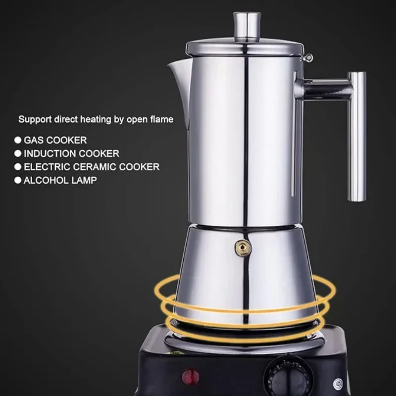 Stainless Steel Italian Coffee Machine Maker Classic Stovetop Coffee Maker Multiple Heating Moka Pot Home Use Easy Clean espresso coffee maker coffee maker coffee pot espresso maker