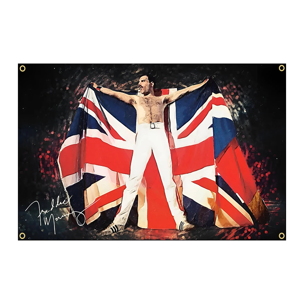 

3Jflag 90x150cm Queen Music Band Freddie Retro Photos Flag Heavy Metal Pop Singer Rock Interior Decoration Banner