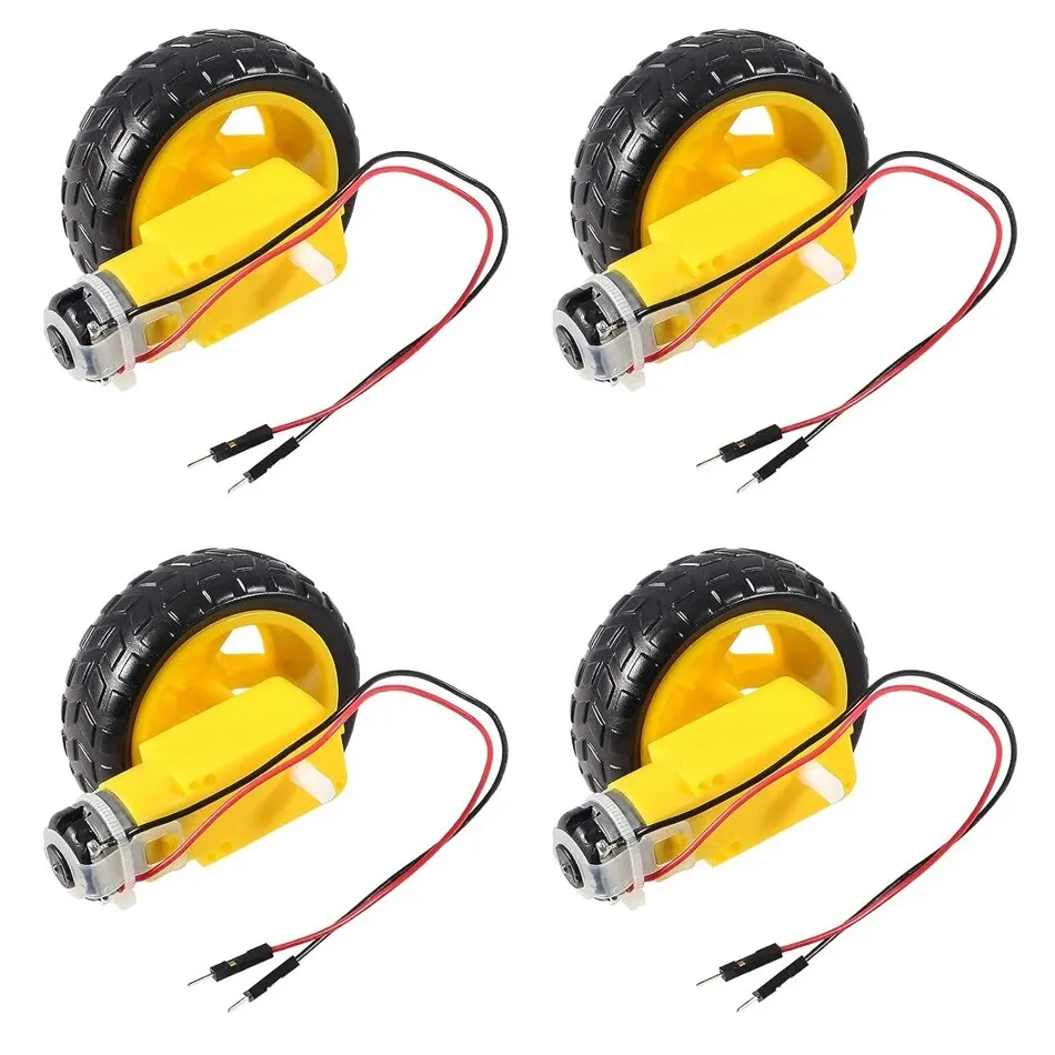 8 Moteurs à Engrenages DC GUUZI 3-6V Double Arbre – 200 RPM, 0,8 Kg.cm, Pour Robot Arduino