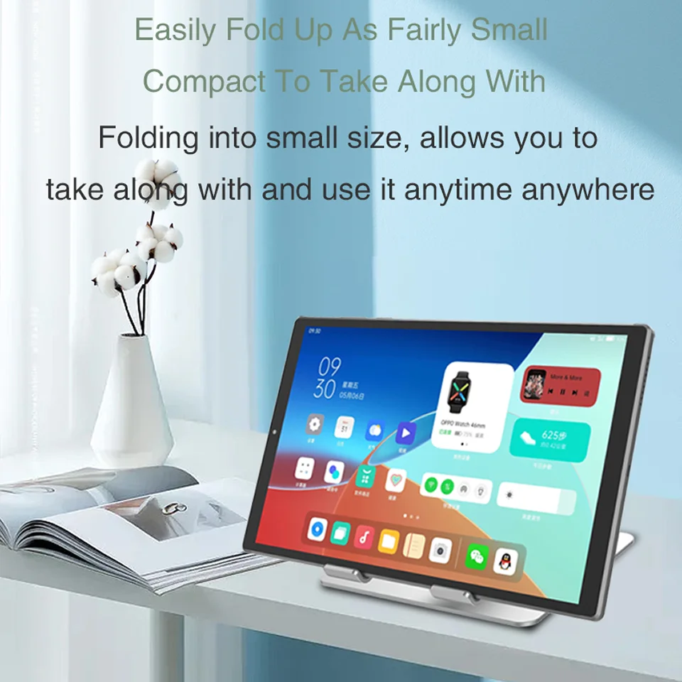 Outmix-alumínio Phone Tablet Stand Desktop Mount Riser Rotação de 360 ° Altura Ajustável Suporte Dobrável Suporte para Iphone Ipad - Imagem 2